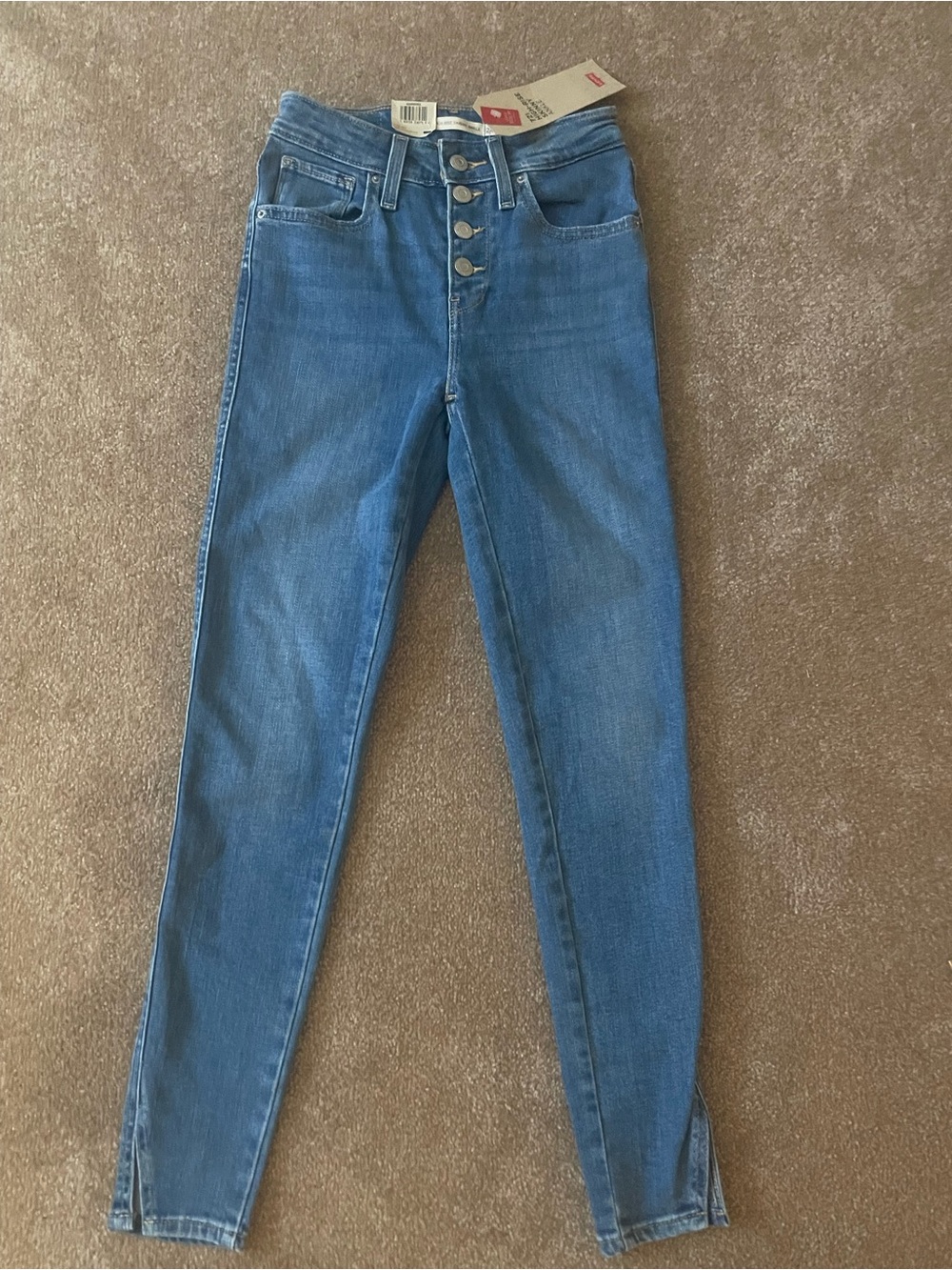 Levi's High-Rise Button-Fly Skinny Jeans in Medium Blue